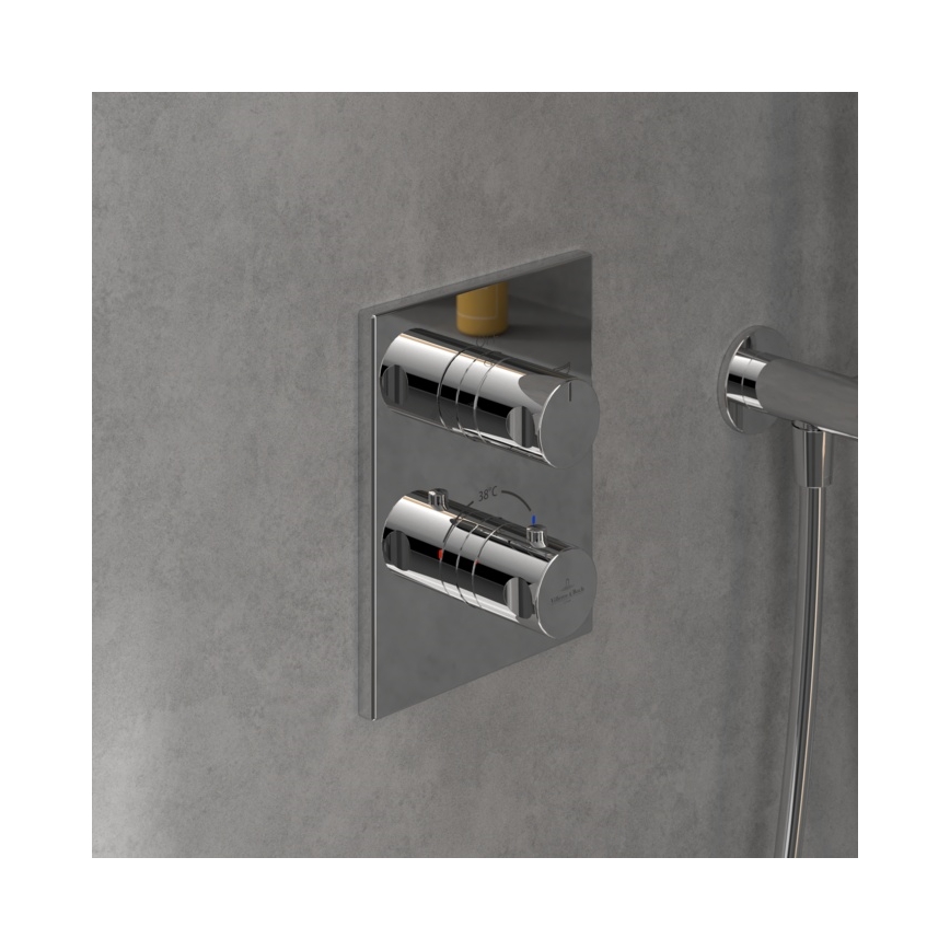 Villeroy & Boch TVD00065300061 - Mitigeur thermostatique de douche encastrable, finition chrome brillant