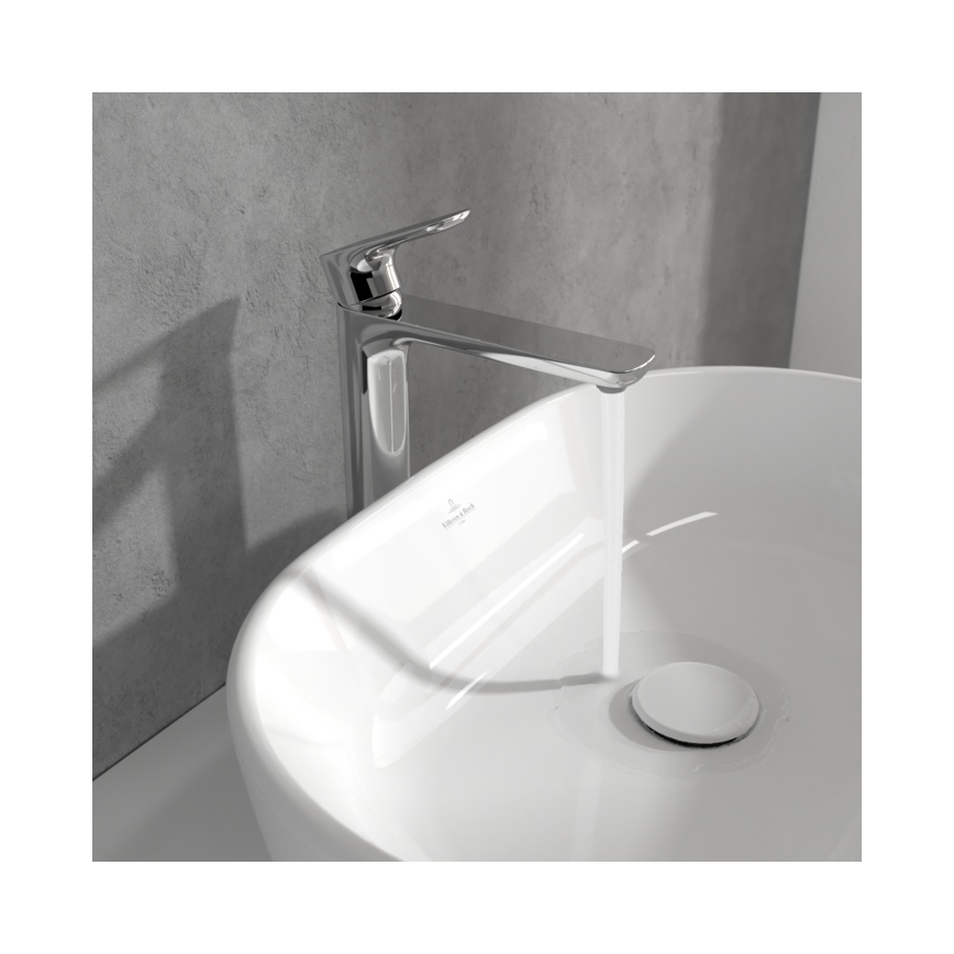 Villeroy & Boch TVW10410511061 - Wastafelmengkraan + afvoer O.NOVO 29,5 cm glanzend chroom