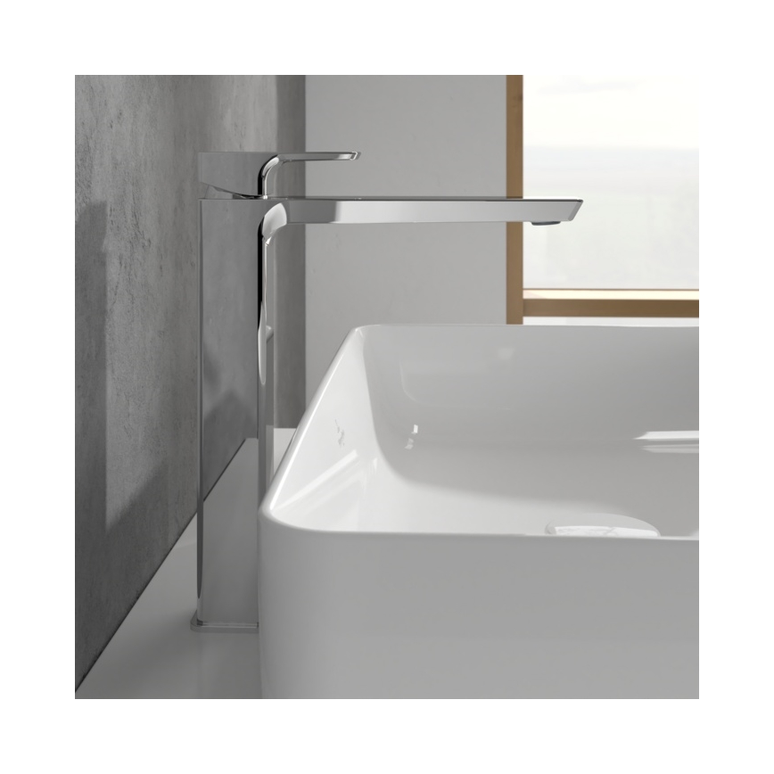 Villeroy & Boch TVW11200400061 - Mitigeur pour lavabo SUBWAY 3.0 29,5 cm, chrome brillant