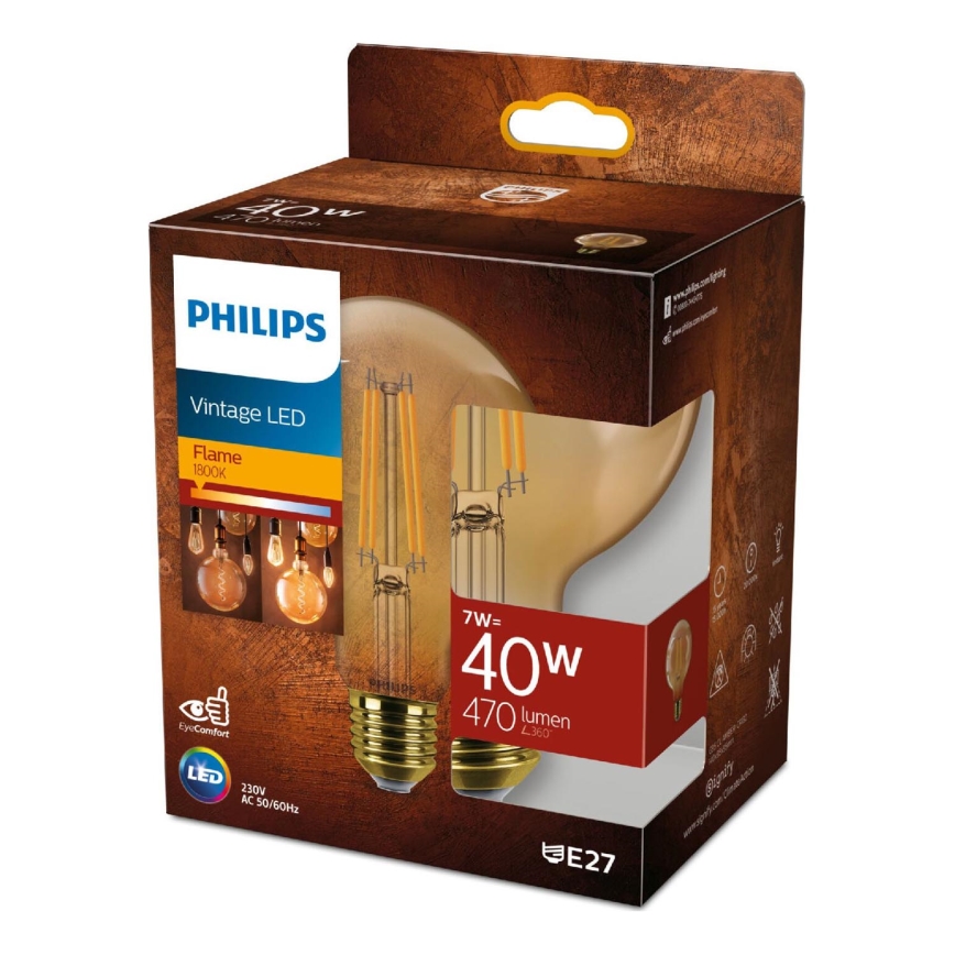 Vintage LED-lamp Philips G95 E27/7W/230V 1800K