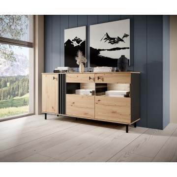 Vitrine BADIA chêne/anthracite