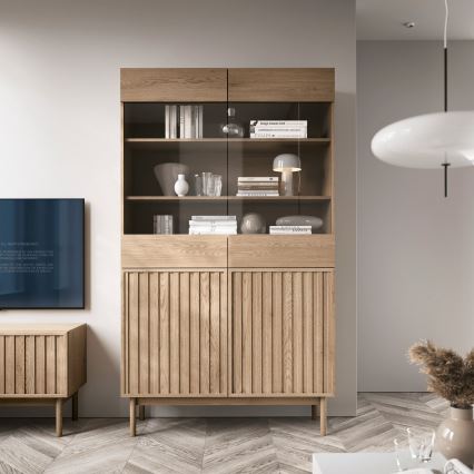 Vitrinekast KIOTO 106x183x37 cm Cremona-eik/glas