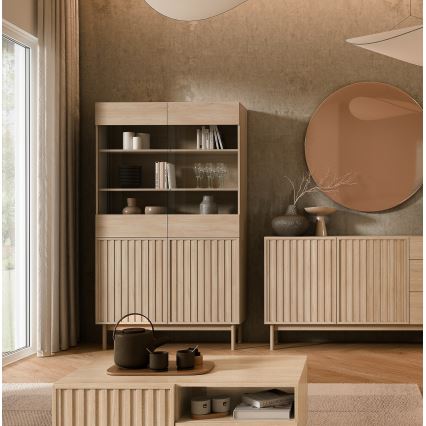 Vitrinekast KIOTO 106x183x37 cm Cremona-eik/glas
