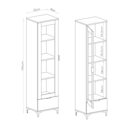 Vitrinekast LORA eiken artisan