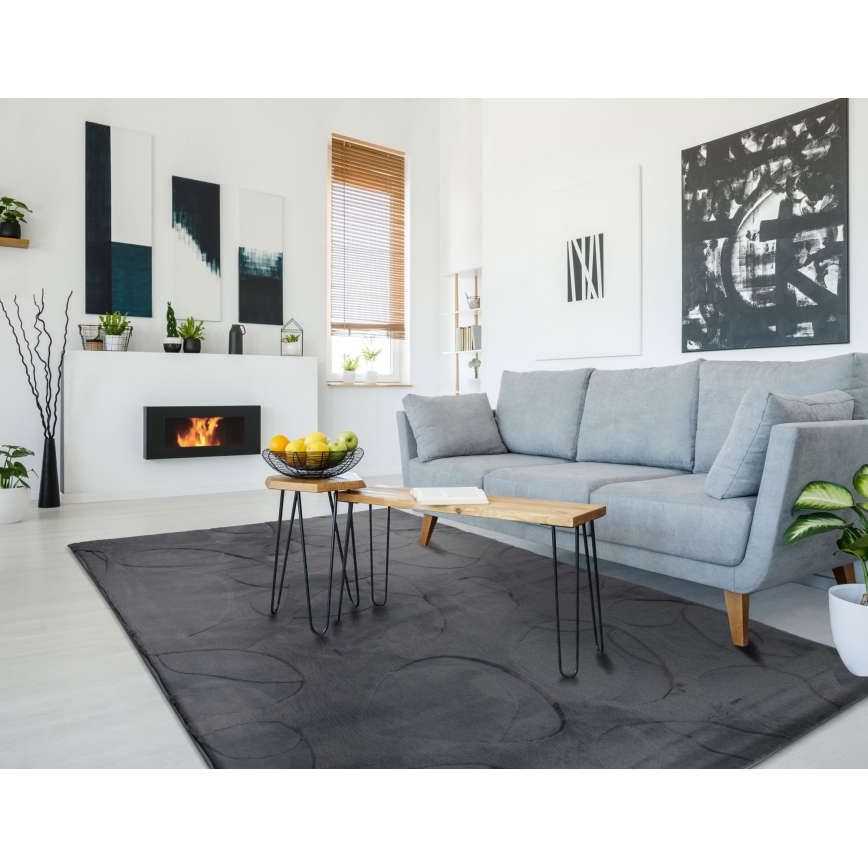 Vloerkleed RABBIT 3D 160x230 cm antraciet