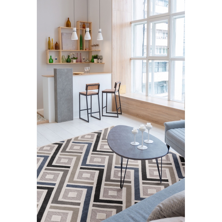 Vloerkleed SHIFT 160x220 cm grijs/blauw/beige