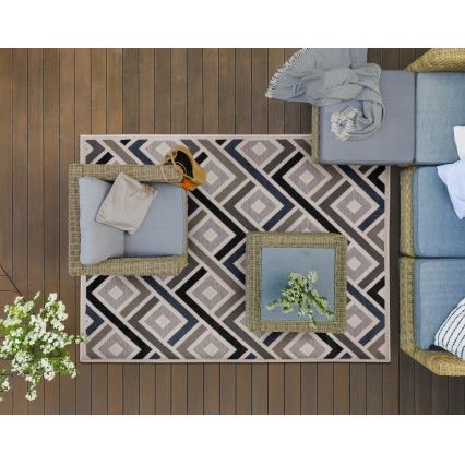 Vloerkleed SHIFT 160x220 cm grijs/blauw/beige