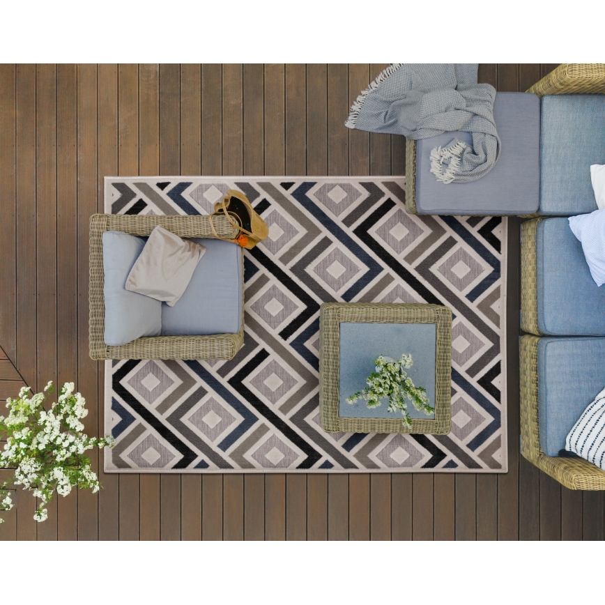 Vloerkleed SHIFT 160x220 cm grijs/blauw/beige