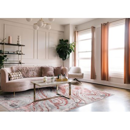 Vloerkleed STONE 160x220 cm roze/grijs