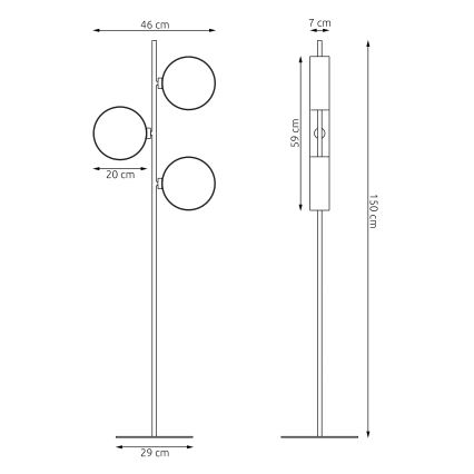 Vloerlamp DRUMZ 3xE14/10W/230V zwart/bruin/grijs