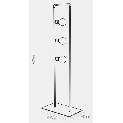 Vloerlamp HYDRIA 3xE27/60W/230V zwart