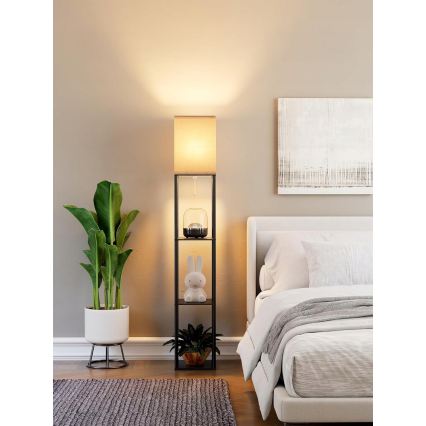 Vloerlamp met planken 1xE27/40W/230V zwart/wit