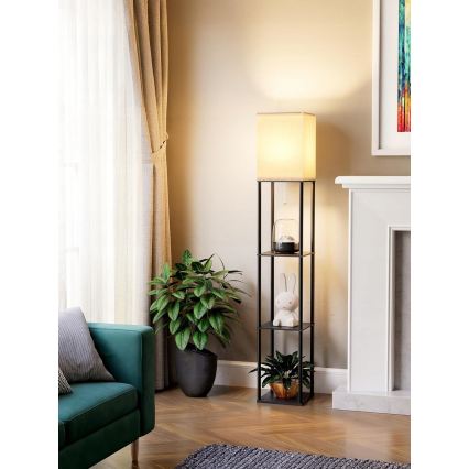 Vloerlamp met planken 1xE27/40W/230V zwart/wit