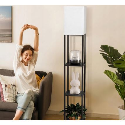 Vloerlamp met planken 1xE27/40W/230V zwart/wit