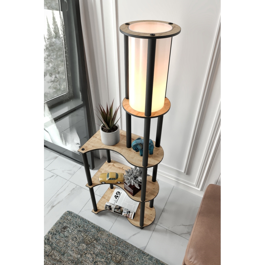 Vloerlamp met planken NOTO 1xE27/40W/230V beige/zwart