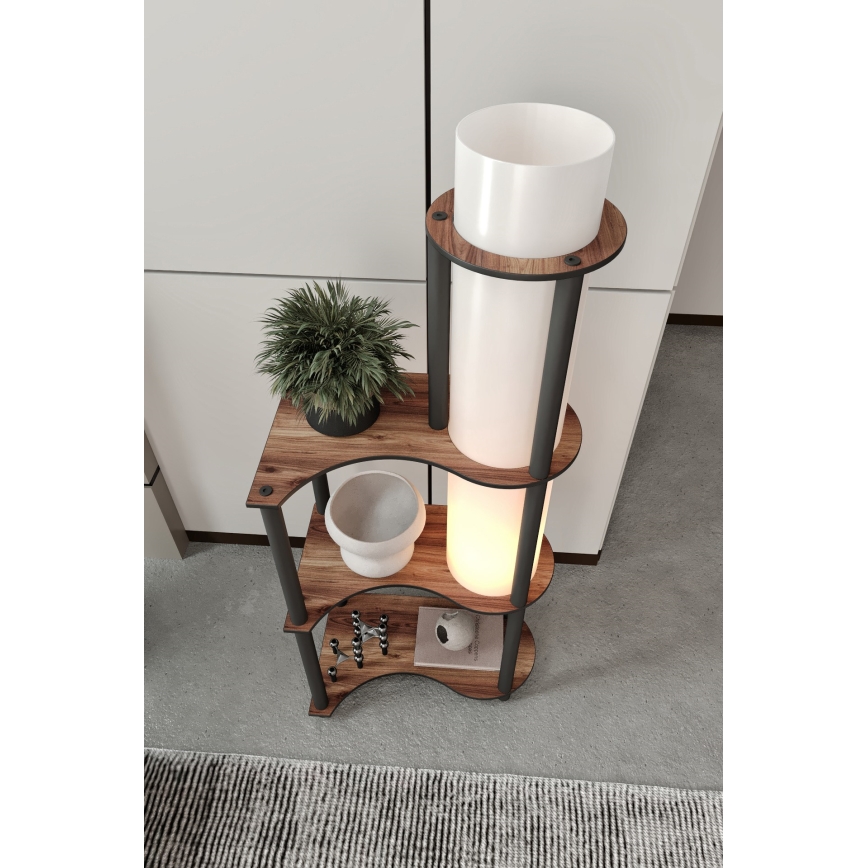 Vloerlamp met planken NOTO 1xE27/40W/230V bruin/zwart