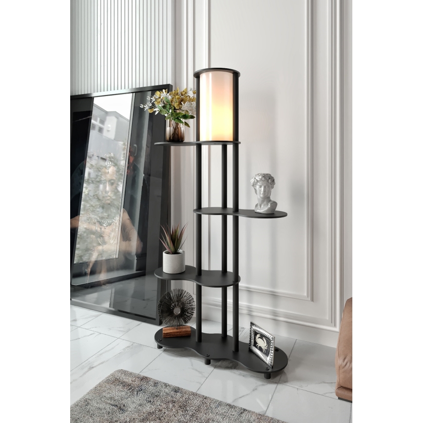 Vloerlamp met planken NOTO 1xE27/40W/230V zwart