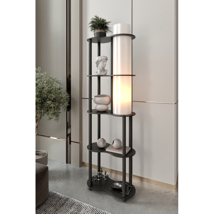 Vrijstaande lamp met planken NOTO 1xE27/40W/230V zwart
