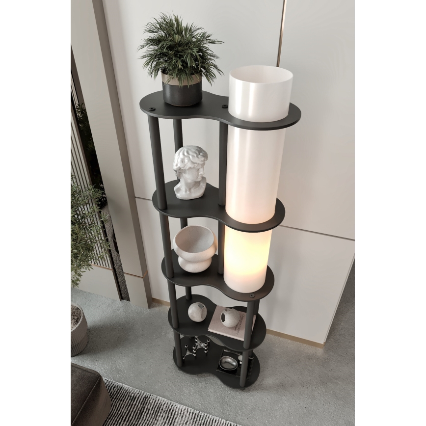 Vrijstaande lamp met planken NOTO 1xE27/40W/230V zwart