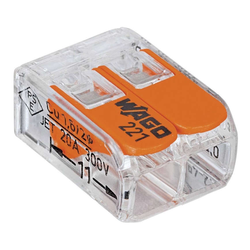 WAGO 221-412 - Borne de raccordement COMPACT 2x4 450V orange