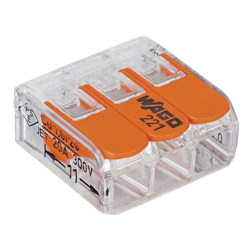 WAGO 221-413 - Borne de raccordement COMPACT 3x4 450V orange