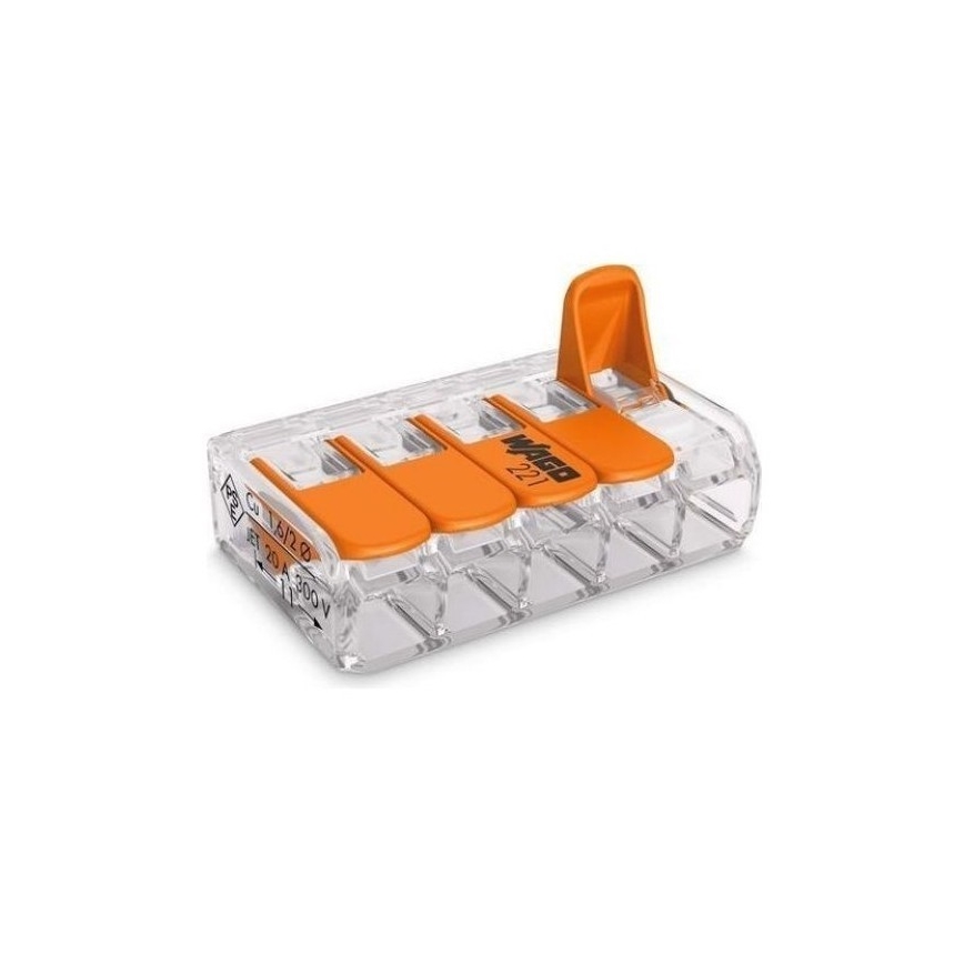 WAGO 221-415 - Borne de raccordement COMPACT 5x4 450V orange