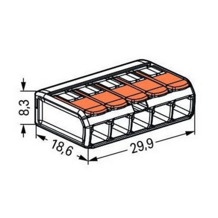 WAGO 221-415 - Borne de raccordement COMPACT 5x4 450V orange