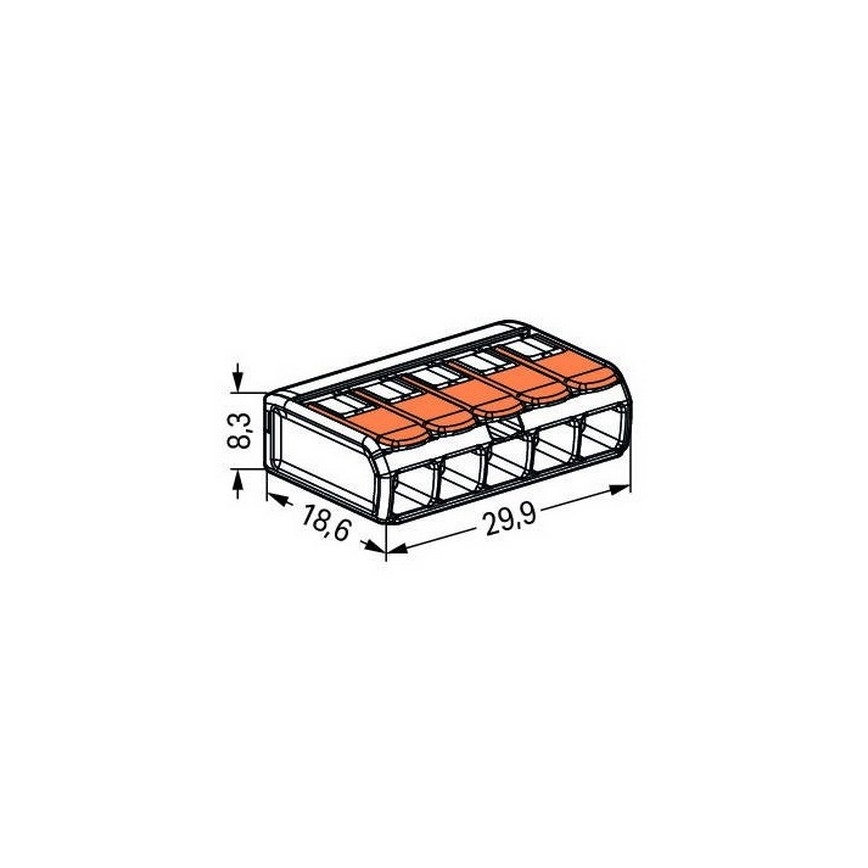 WAGO 221-415 - Borne de raccordement COMPACT 5x4 450V orange