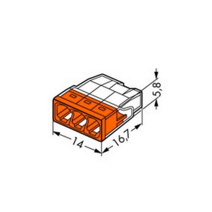 WAGO 2273-203 - Verdeeldoos Terminal COMPACT 3x2,5 450V oranje