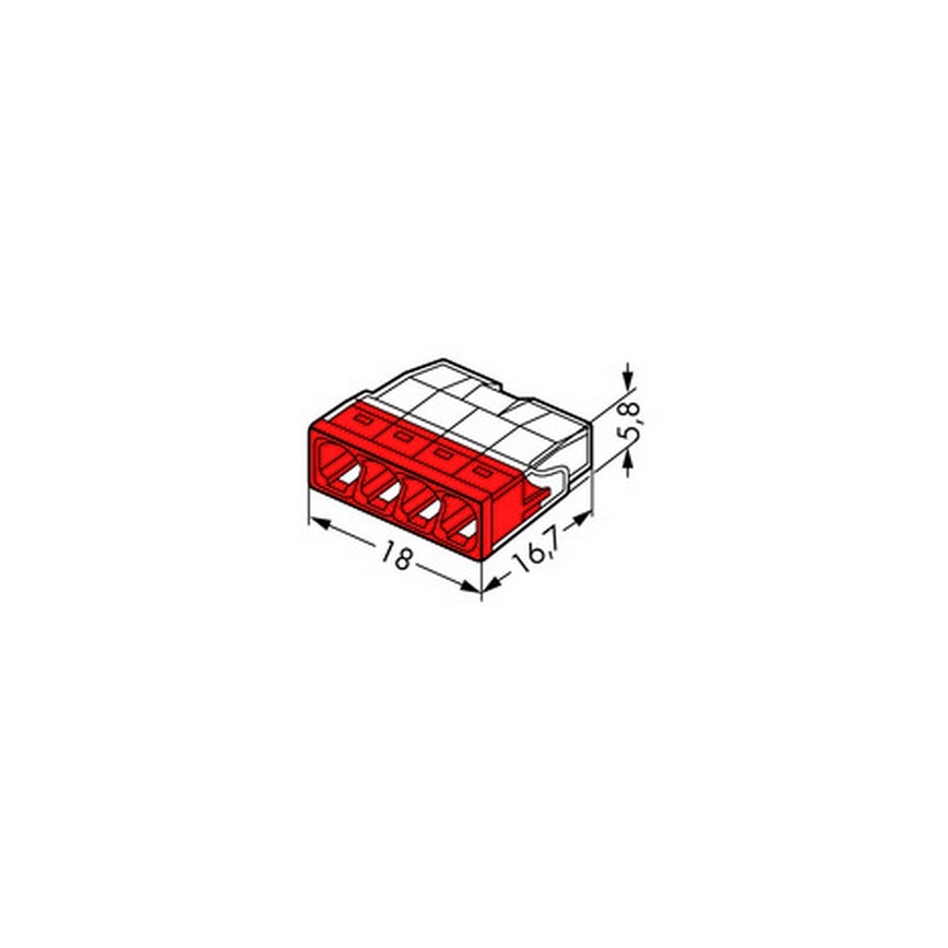 WAGO 2273-204 - Verdeeldoos Terminal COMPACT 4x2,5 450V rood