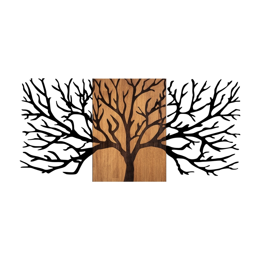 wand decoratie 150x70 cm boom hout/metaal
