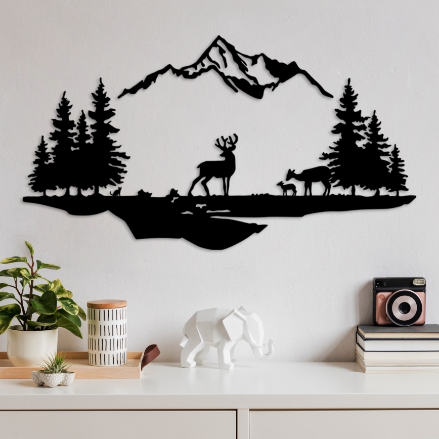 wand decoratie 2 st. 70x38 cm hert metaal/zwart