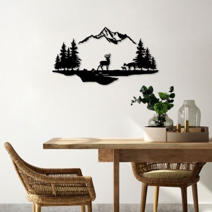 wand decoratie 2 st. 70x38 cm hert metaal/zwart
