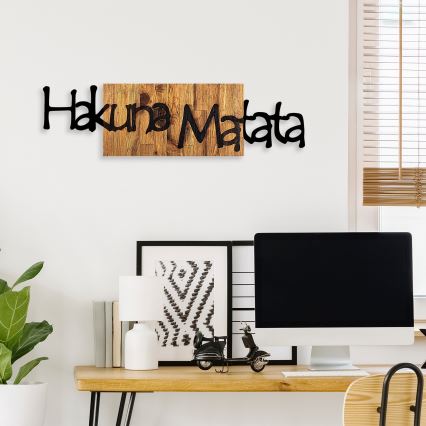 wand decoratie 30x108 cm hout/metaal