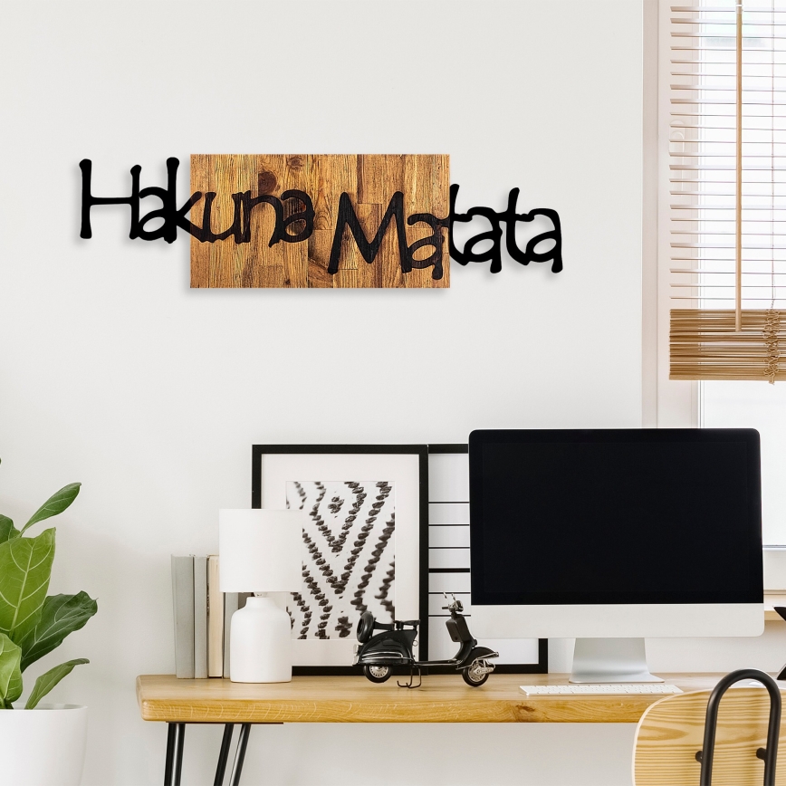 wand decoratie 30x108 cm hout/metaal