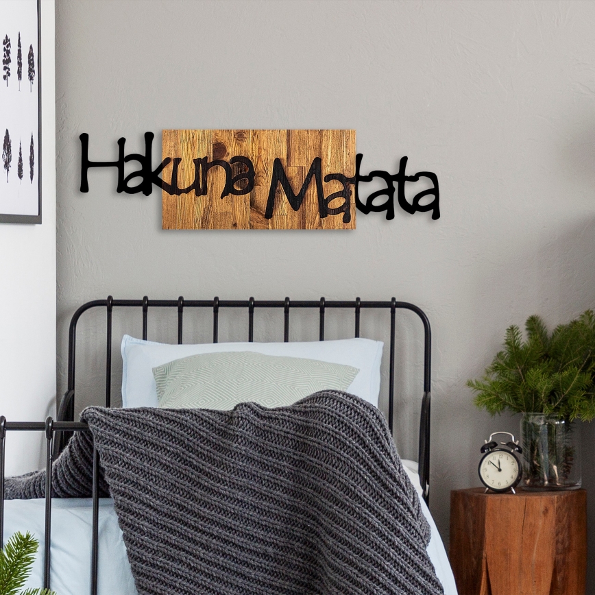 wand decoratie 30x108 cm hout/metaal
