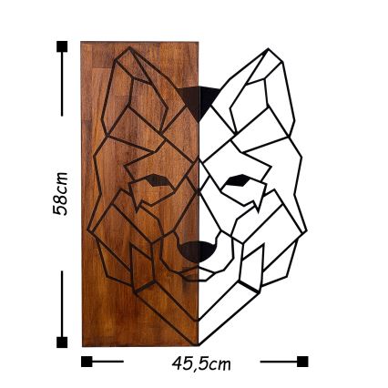 wand decoratie 45,5x58 cm wolf hout/metaal