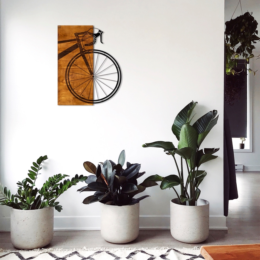 wand decoratie 45x58 cm bike hout/metaal