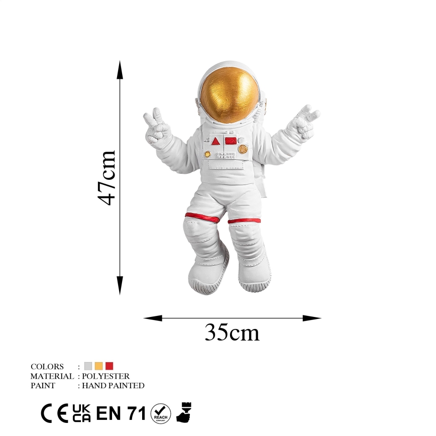 wand decoratie 47x35 cm astronaut goud