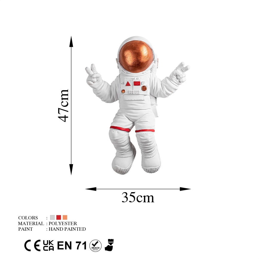 wand decoratie 47x35 cm astronaut koper
