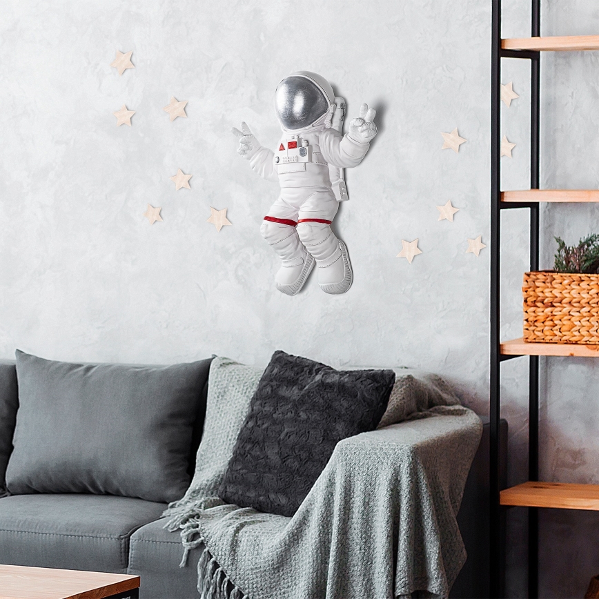 wand decoratie 47x35 cm astronaut zilver