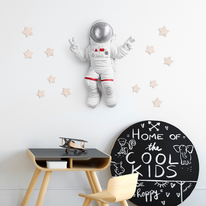 wand decoratie 47x35 cm astronaut zilver