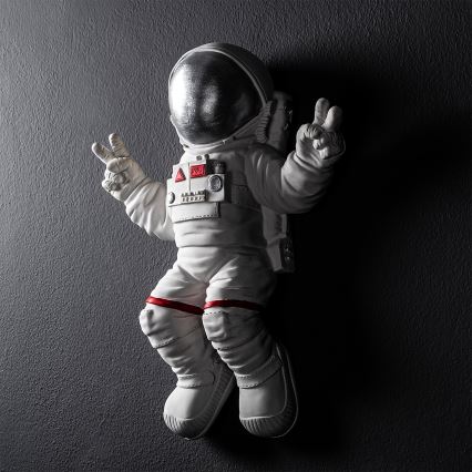 wand decoratie 47x35 cm astronaut zilver