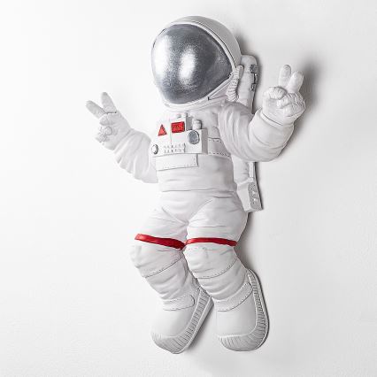 wand decoratie 47x35 cm astronaut zilver