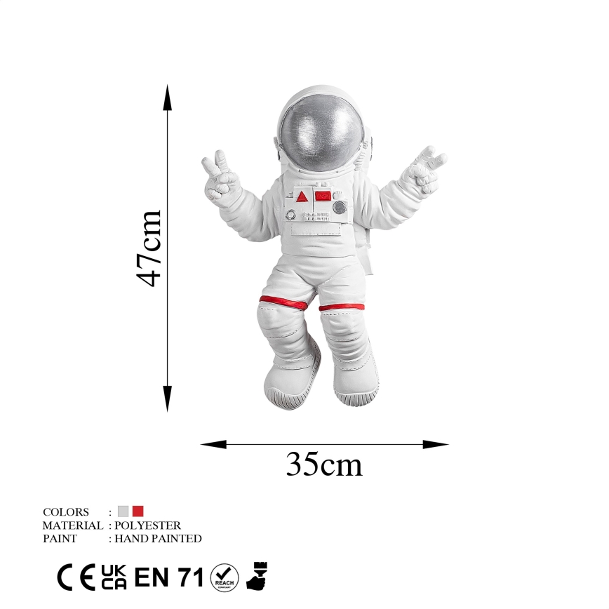 wand decoratie 47x35 cm astronaut zilver