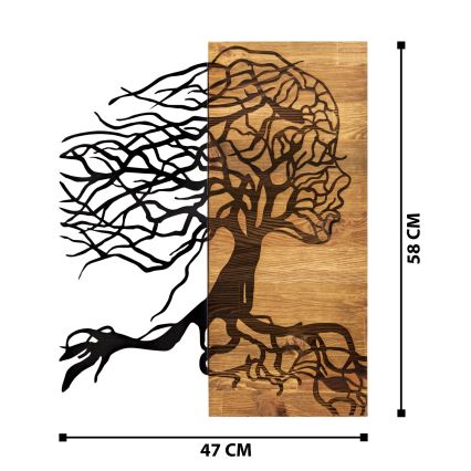 wand decoratie 47x58 cm Boom van leven hout/metaal