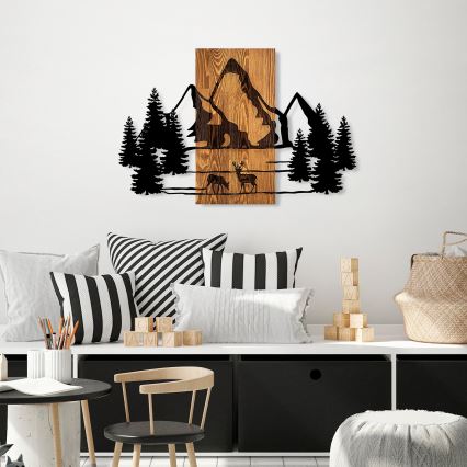 wand decoratie 88x57 cm bergen hout/metaal