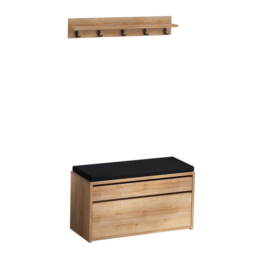 Wand Hanger BOBY 15x80 cm + schoenenkast 42x80 cm bruin/zwart