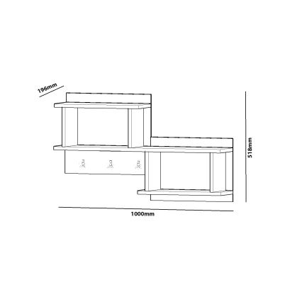 Wand Hanger met Plank NIZZA 51,8x100 cm wit