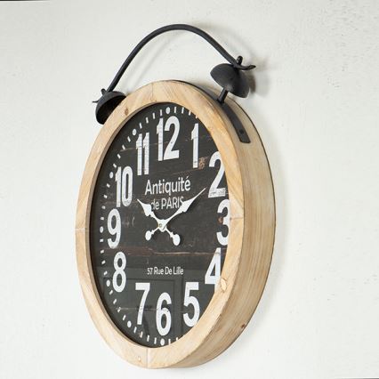 Wand klok 1xAA diameter 50 cm beige/zwart